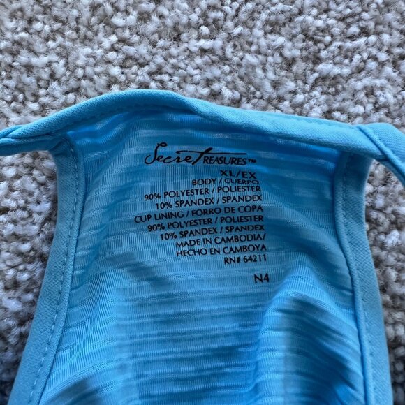 Aqua Light Blue Babydoll Halter Striped Sheer Mini Dress XL - Picture 8 of 8